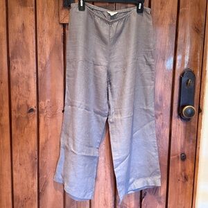 Eileen Fisher Organic Linen Wide Leg Gray Pants Women's Size Small